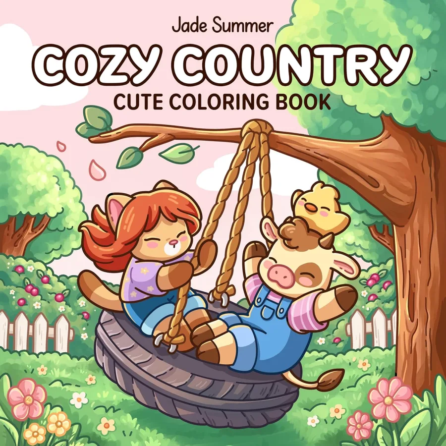 Cozy Country: Cute Coloring Book for Adults and Teens with Adorable Animals and Easy-to-Color Scenes