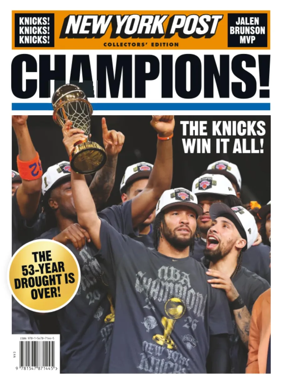 New York Post Knicks Champions! NBA Champions 2026