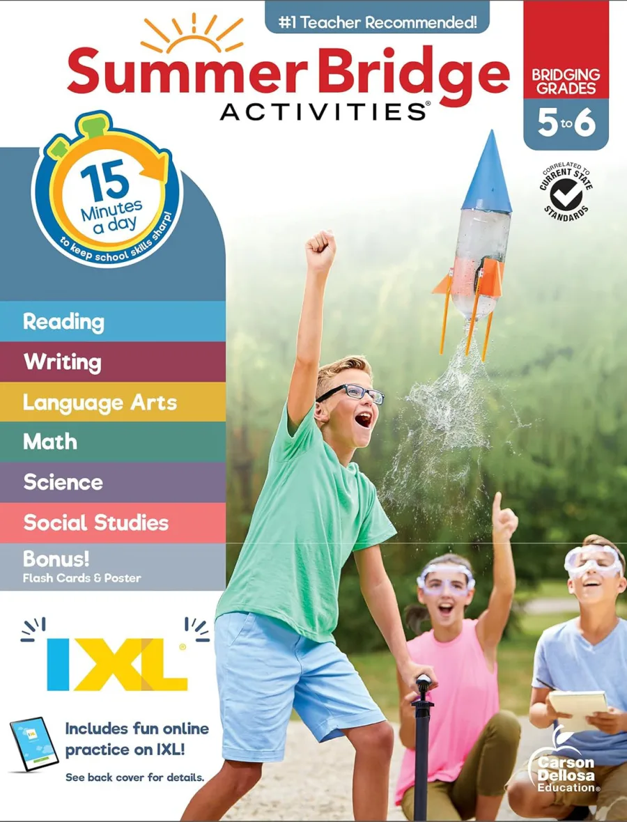 Summer Bridge Activities 5th to 6th Grade Workbooks All Subjects, Middle School Books