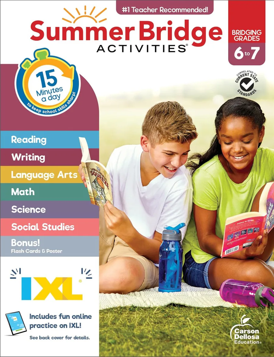 Summer Bridge Activities 6th to 7th Grade Workbooks All Subjects, Middle School Books