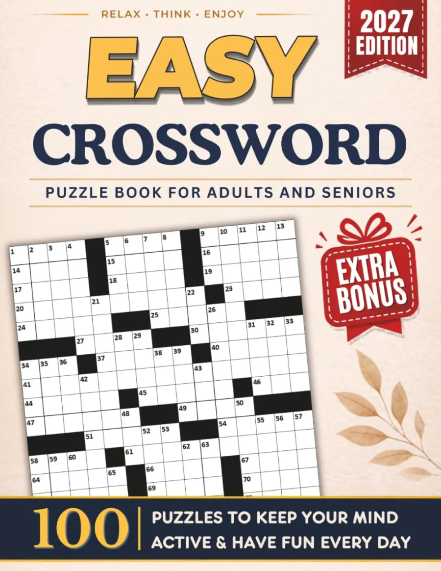 Ultimate Easy Crossword Puzzle Book For Adults and Seniors - 100 Puzzles: Relaxing Large Print Word