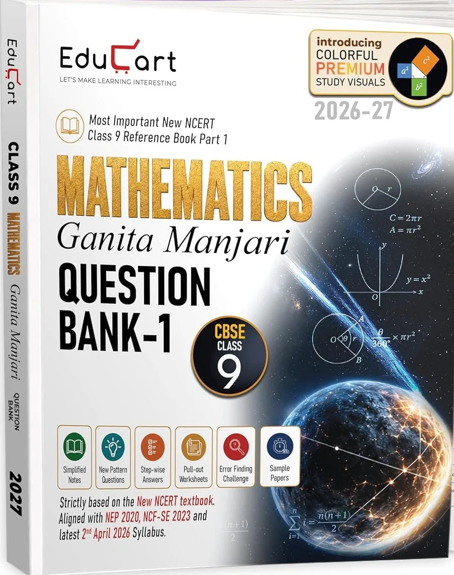 Educart CBSE Class 9 Mathematics Question Bank 2026-27 | Ganita Manjari Part-1