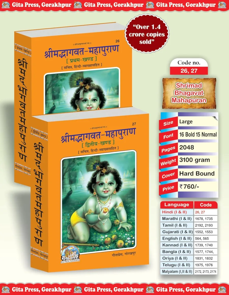 Shrimad Bhagwat Mahapuran Complete Set – (Part 1 & 2) | Gita Press, Gorakhpur