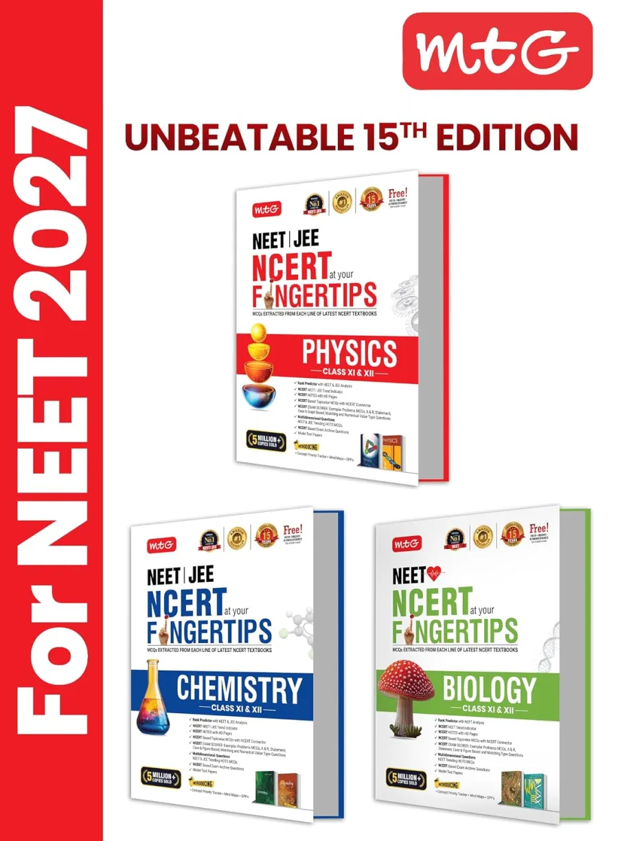 MTG NCERT at your FINGERTIPS Physics, Chemistry & Biology For NEET Exam 2026-2027 (Set of 3 Books)
