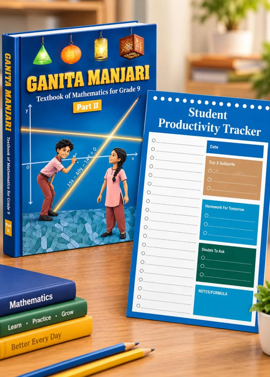NCERT Ganita Manjari, Part 2 for Class 9 Eng Med & Student Productivity Tracker Pack of 2