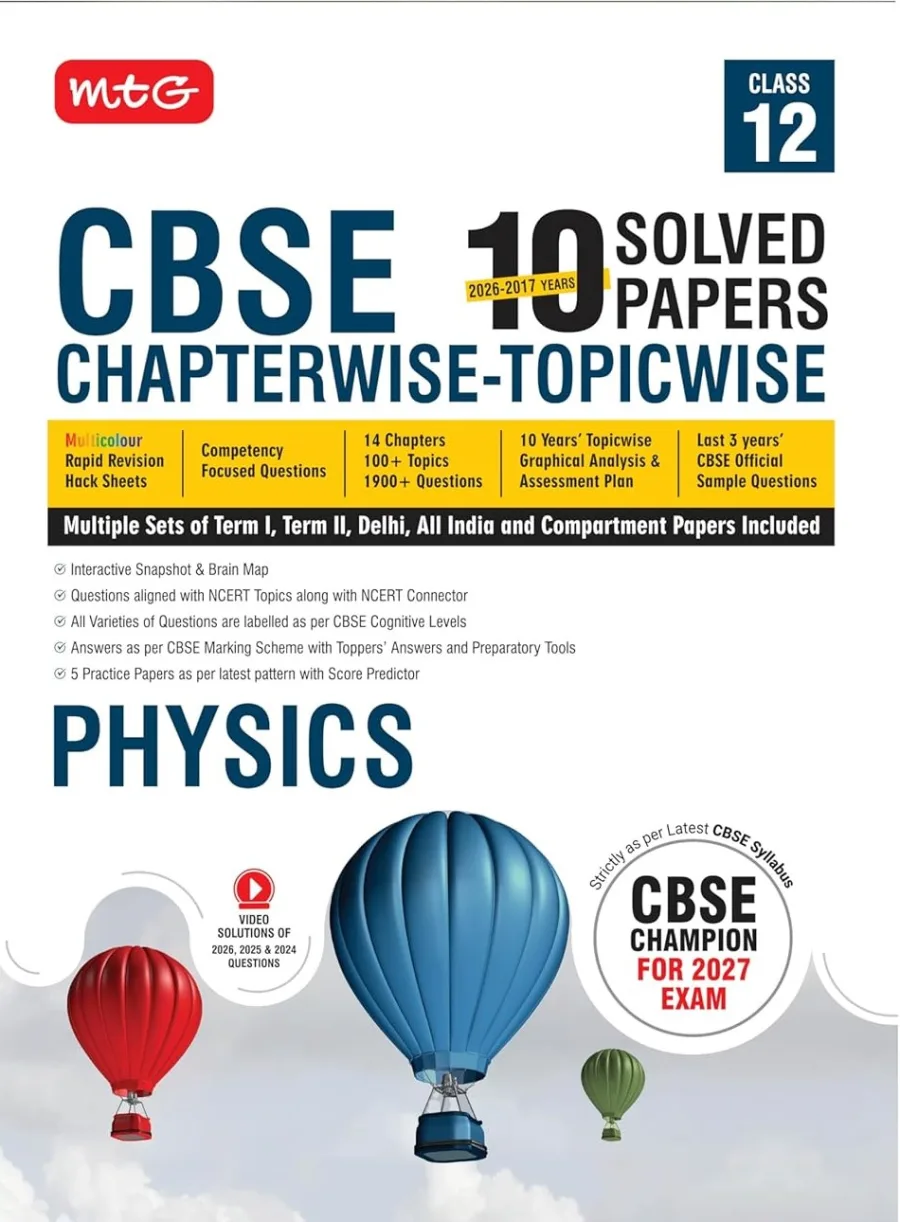 MTG CBSE Class 12 PYQs Book | 10 Years (2026-2017) Chapterwise Topicwise Solved Papers Class 12
