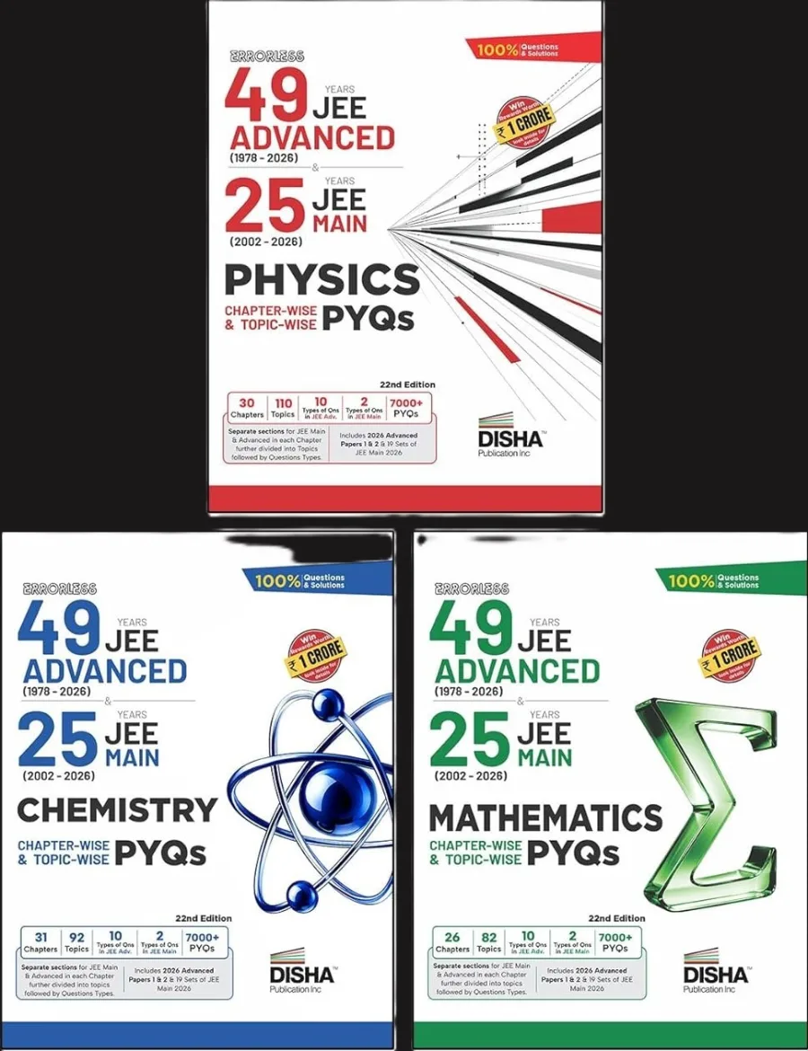 Disha Combo (3 Books) Errorless 49 Years JEE Advanced (1978 - 2026) & 25 Year JEE Main (2002 - 2026)