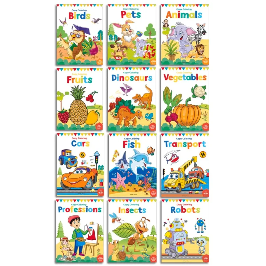 Colouring Books: Pack of 12 Copy Colour Books For Children | Premium Paper Quality