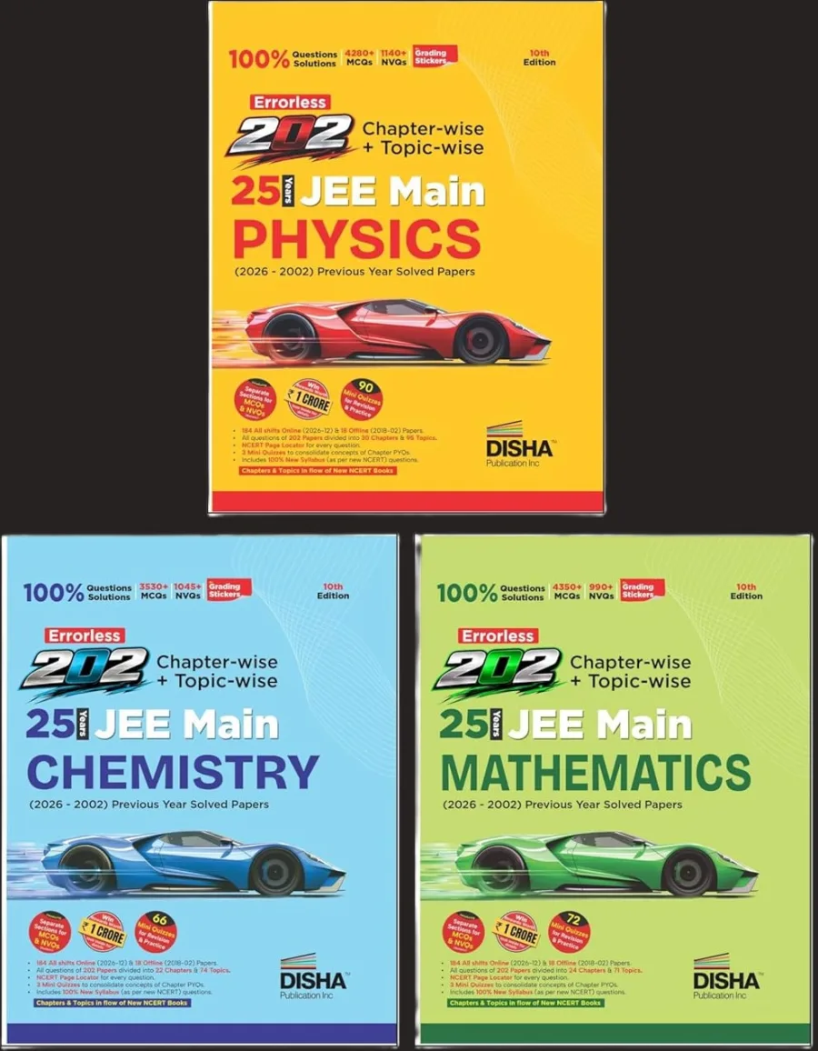 Disha Combo (3 Books) Errorless 202 Physics,Chemistry & Mathematics Chapter-wise