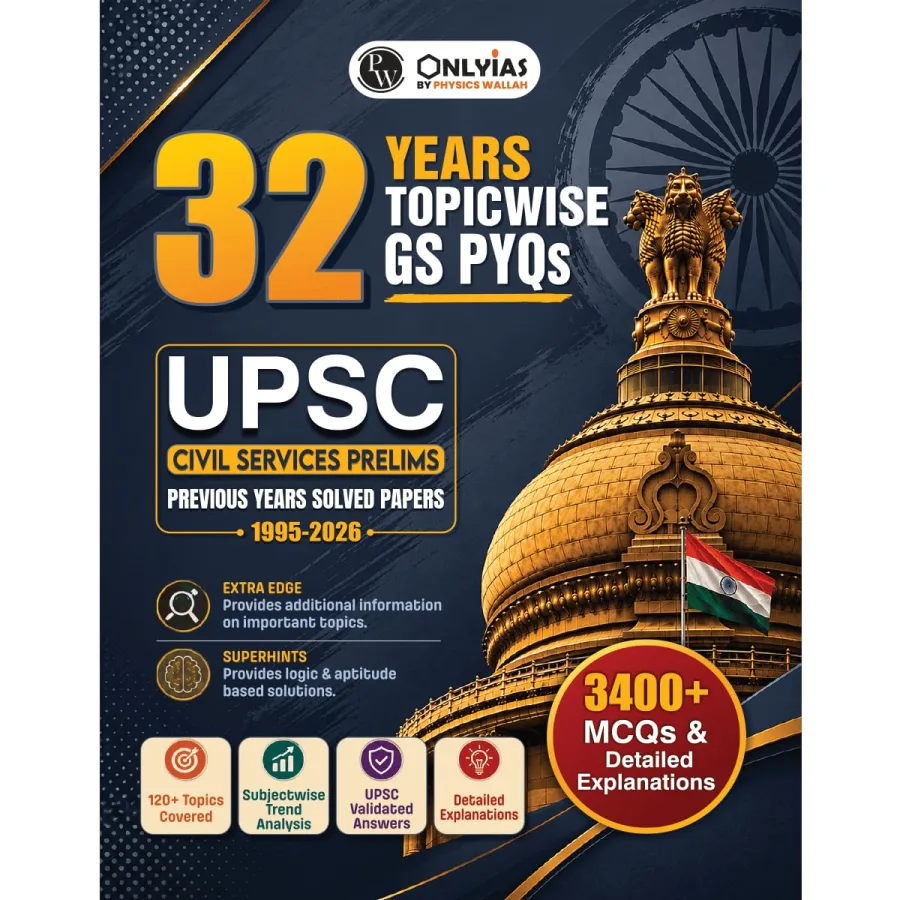 PWOnlyIAS upsc pyq book prelims | 32 Years (1995–2026) Topicwise General Studies Paper 1 | 3400+ MCQ