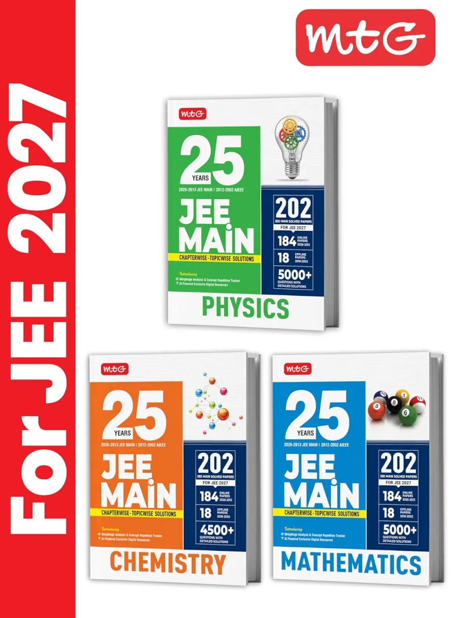 MTG 25 Years (2026-2002) JEE MAIN PYQ Book | 202 Chapter-wise Topic-wise Previous Years Solved Paper