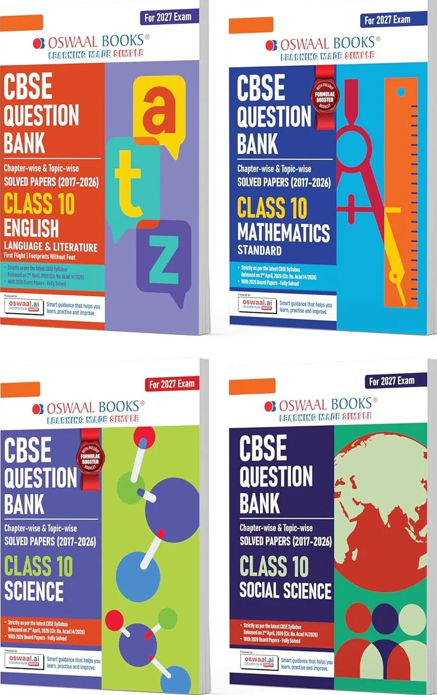 Oswaal CBSE Question Bank English | Maths Standard | Science | Social Science (Set of 4 Books)