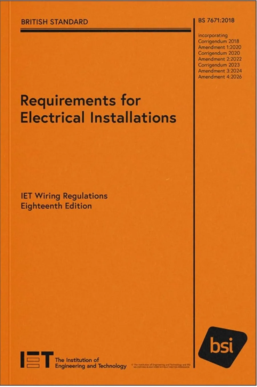 Requirements for Electrical Installations, IET Wiring Regulations, Eighteenth Edition