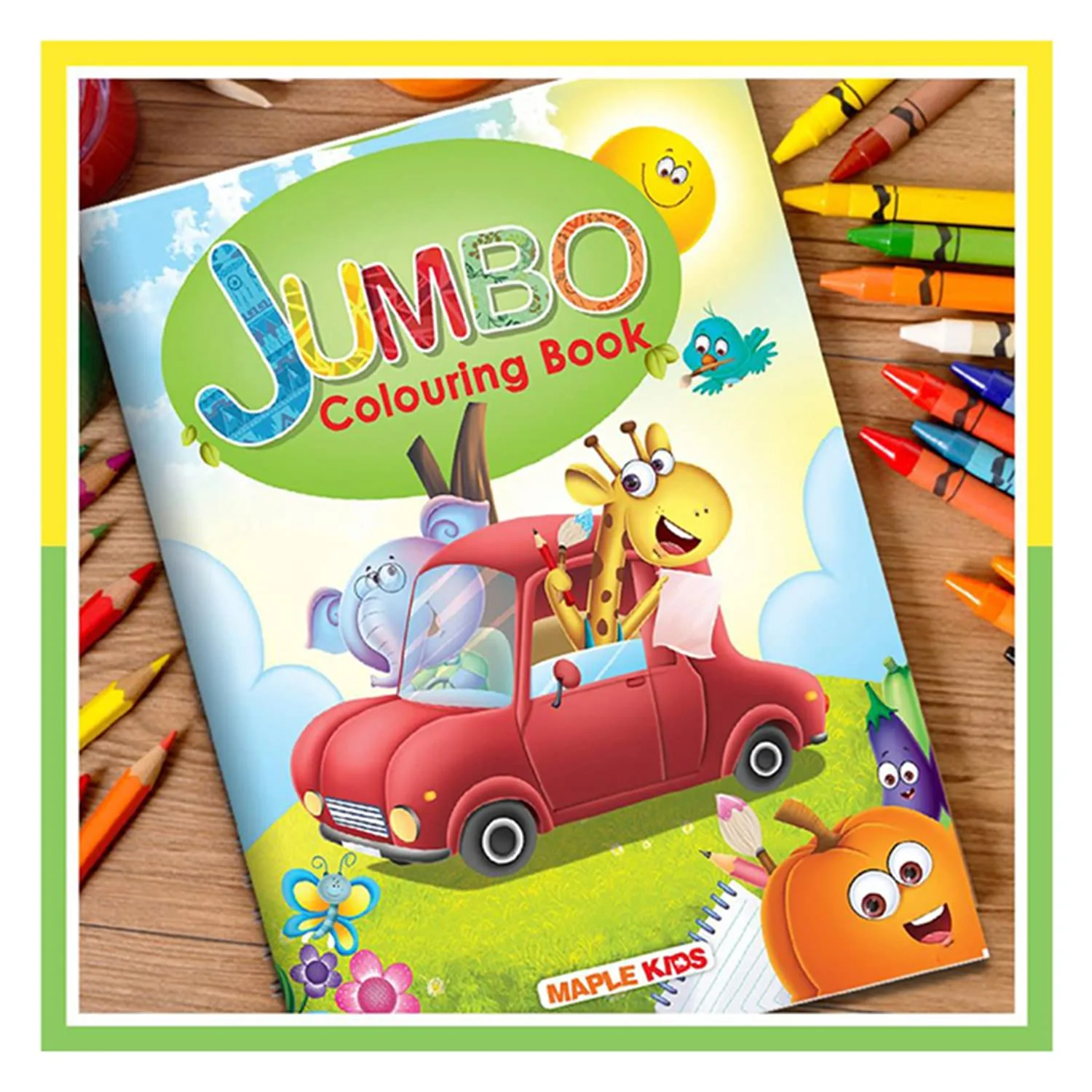 Jumbo Colouring Book - Activity Colouring Book for 3 to 5 years old kids - Gift to children for painting drawing and colouring with reference guide