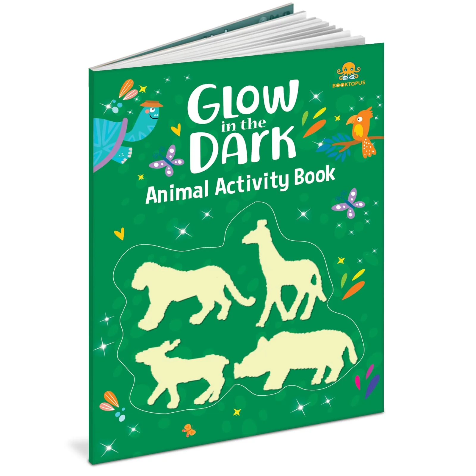 Booktopus Glow In The Dark Sticker Activity Book - Animal Sticker and Activity Book - Learning Activity Books for Kids 4+ Years - Early Learning Books